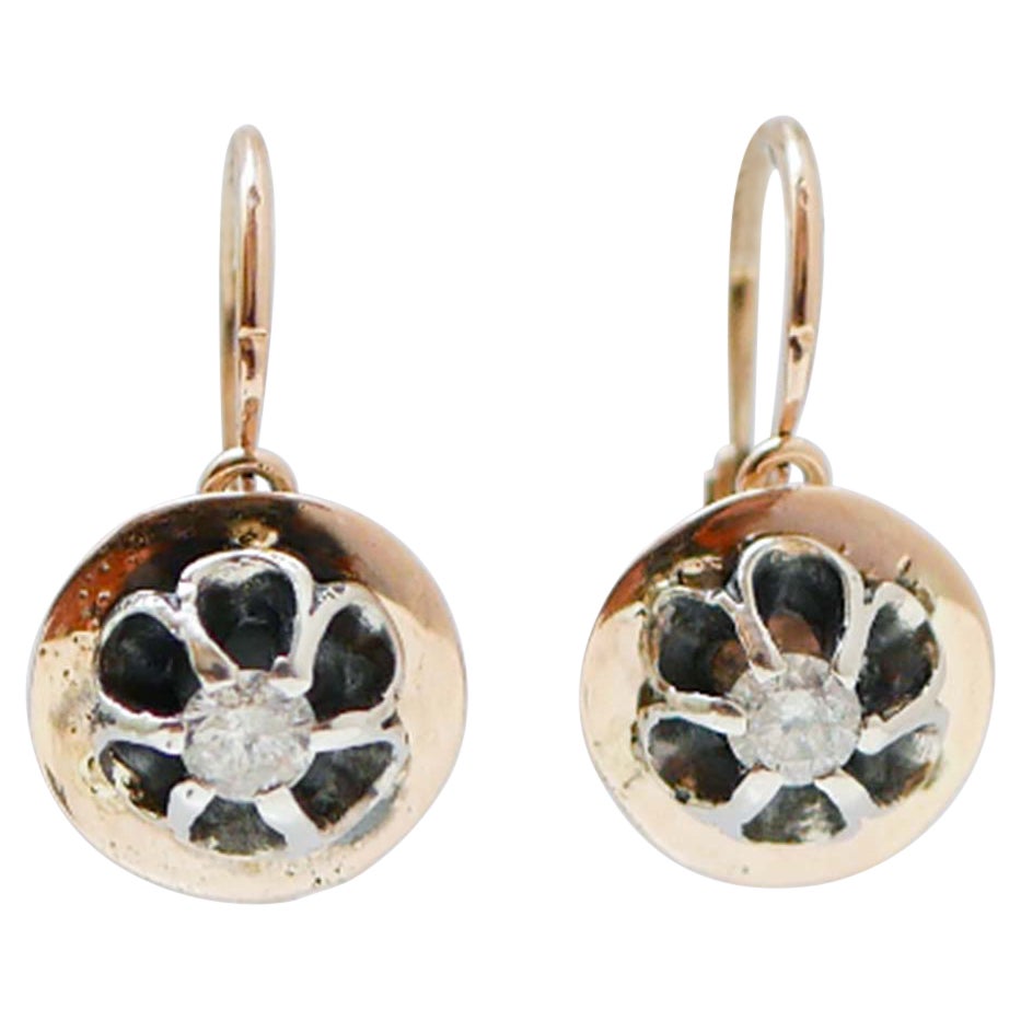Diamonds, Rose Gold and Silver Earrings.