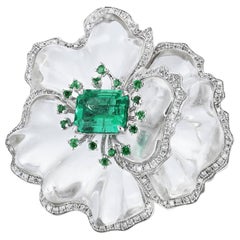 1,16 Ct GIA Cert No Öl Smaragd Ring mit natürlichen Diamanten und Platin Gold