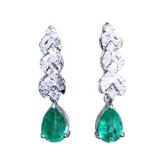Pendientes de oro de 18 quilates con diamantes y esmeraldas de Zambia de 2,49 quilates con certificado AIG