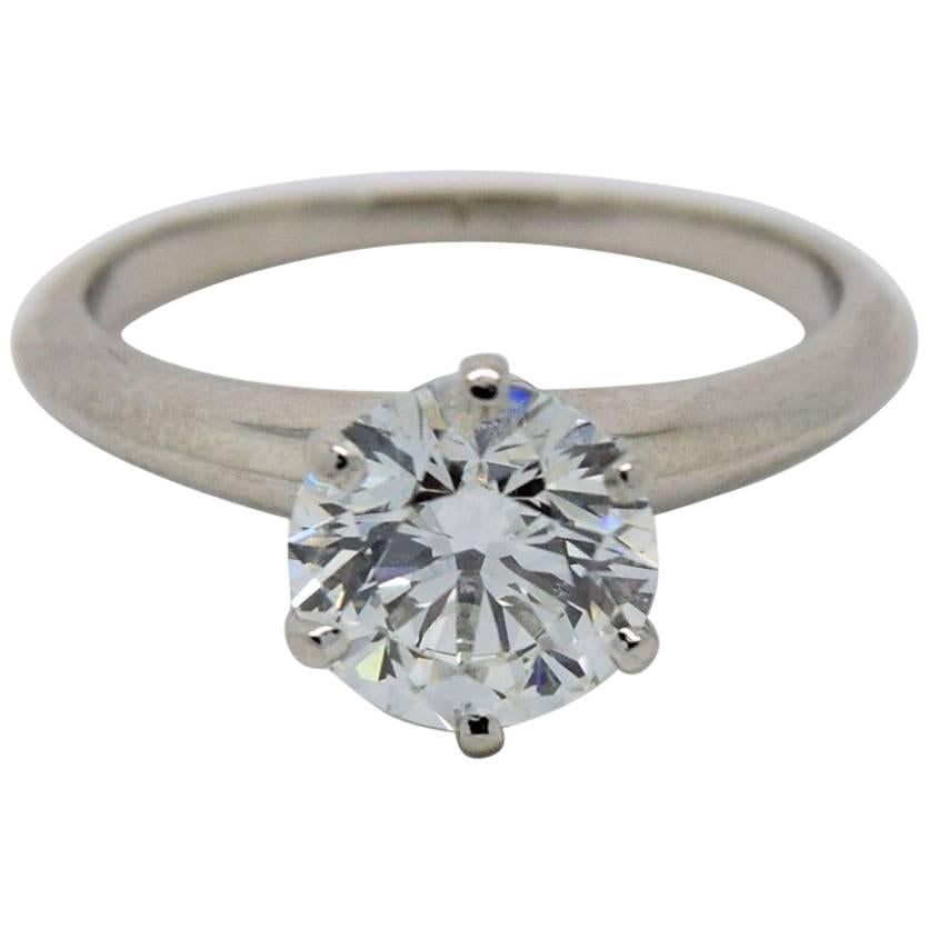 Tiffany & Co. 1.49 Carat Round Diamond Platinum Engagement Ring For Sale
