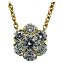 Vintage Van Cleef & Arpels Fleurette Diamond 18k Yellow Gold Pendant Necklace