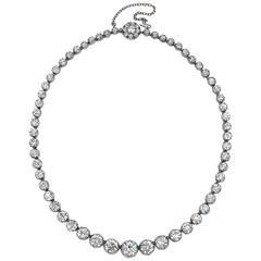  Antique Graduated Diamond Riviere Necklace