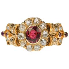 Antique Ruby Diamond Gold Ring