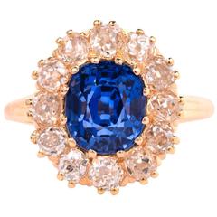 1890s Antique Certified Ceylon Sapphire Diamond Ring 8