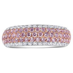 Rare Colors - Pink and White Natural Diamond Five Row Half Eternity Ring