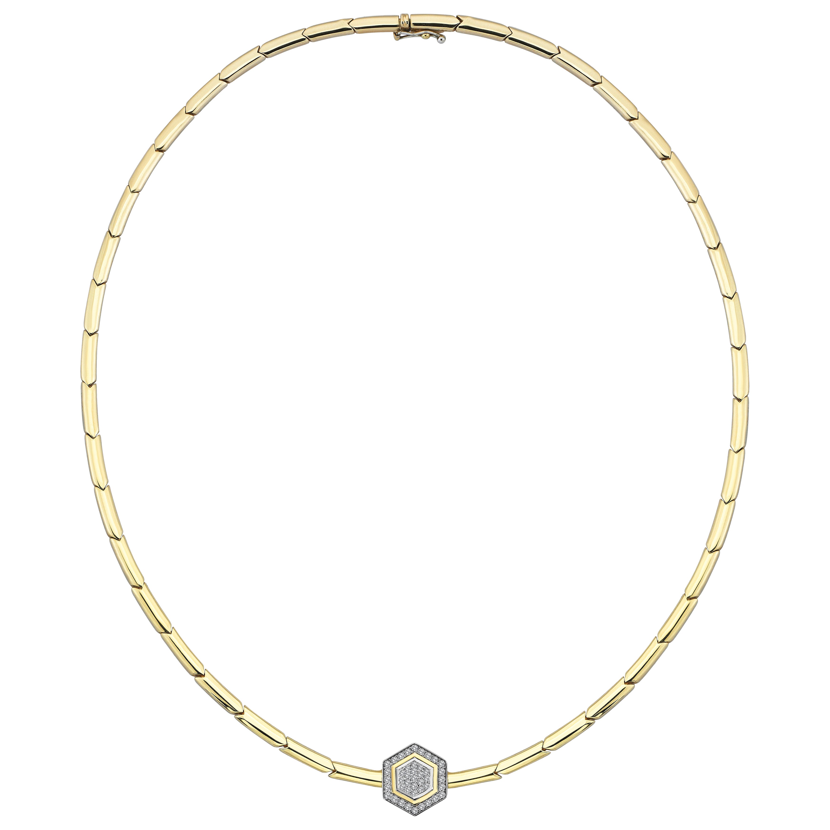 Series Fireball Diamond Bar Hexagon Necklace For Sale