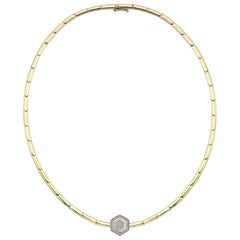 Series Fireball Diamond Bar Hexagon Necklace