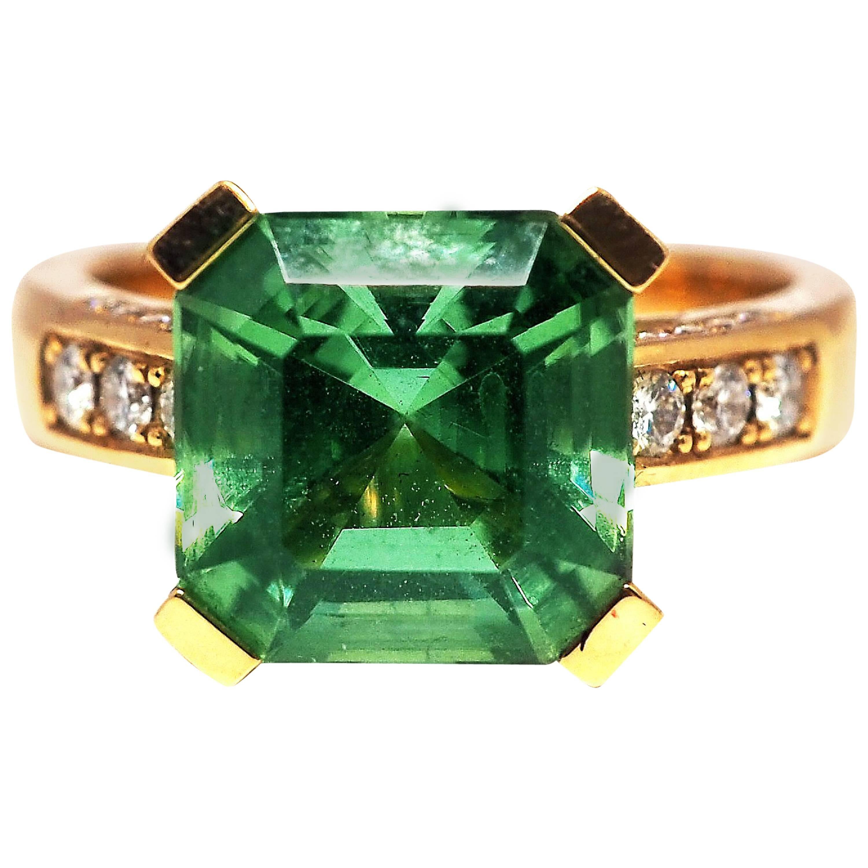 Leyser Anillo solitario de diamantes con turmalina vívida de oro rosa de 18 quilates