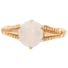 1930s Art Deco Round White Opal 14 Karat and 9 Karat Gold Ring