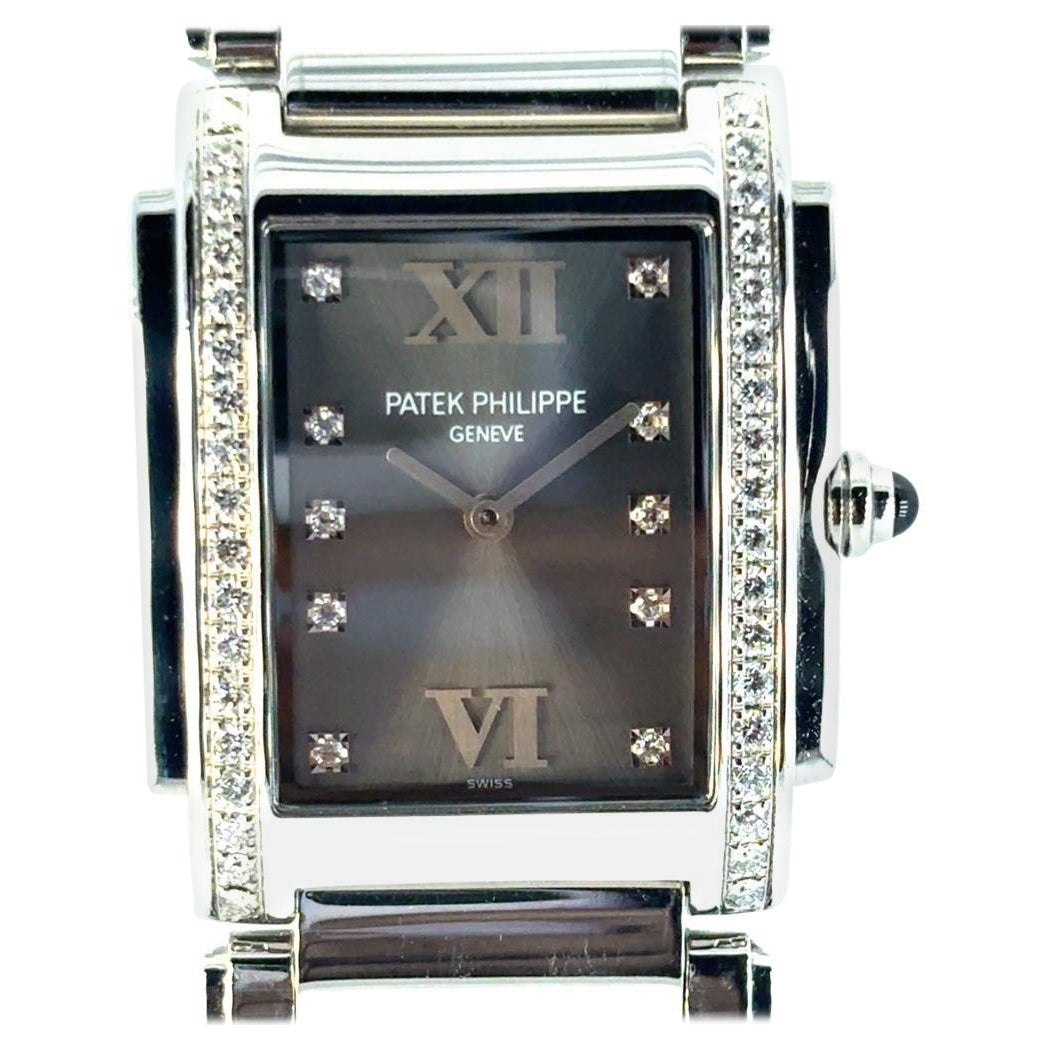 Patek Philippe 4910/10A Twenty-4 Stainless Steel Gray Dial Diamond Ladies Watch For Sale 10