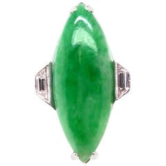 Vintage Jadeite Diamond Platinum Ring Circa 1940
