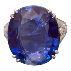 24.54cts Burma no heat Blue Sapphire and Diamond ring in 18k white gold