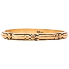 1920s Art Deco 14 Karat Yellow Gold Wedding Band Ring