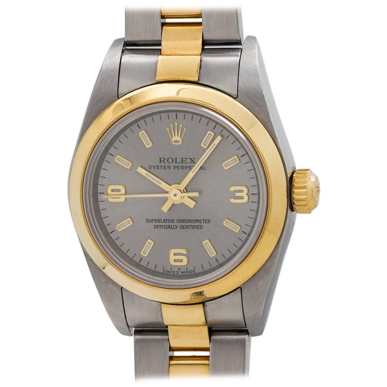 Rolex Yellow Gold Stainless Steel Oyster Perpetual Explorer Wristwatch