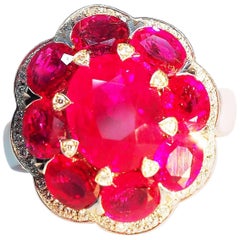 Leyser: 18 Karat Weißgold Ring „Bouquet“ mit Rubin und Diamant