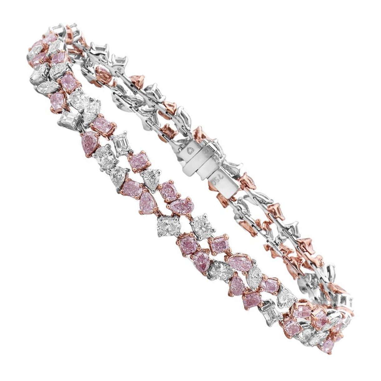 Rare Colors - Pink Diamond Double Row Bracelet For Sale