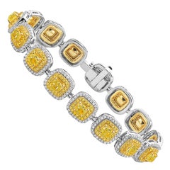Bracciale con doppio cuscino di diamanti giallo fantasia - Colori rari