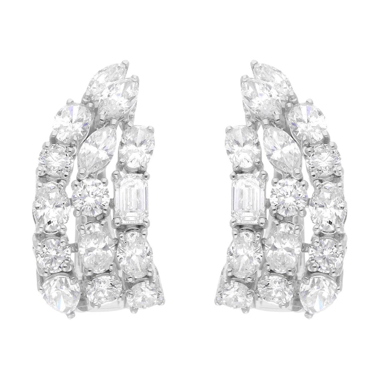 2.86 Carat SI Clarity HI Color Multi Shape Diamond Earrings 14 Karat White Gold