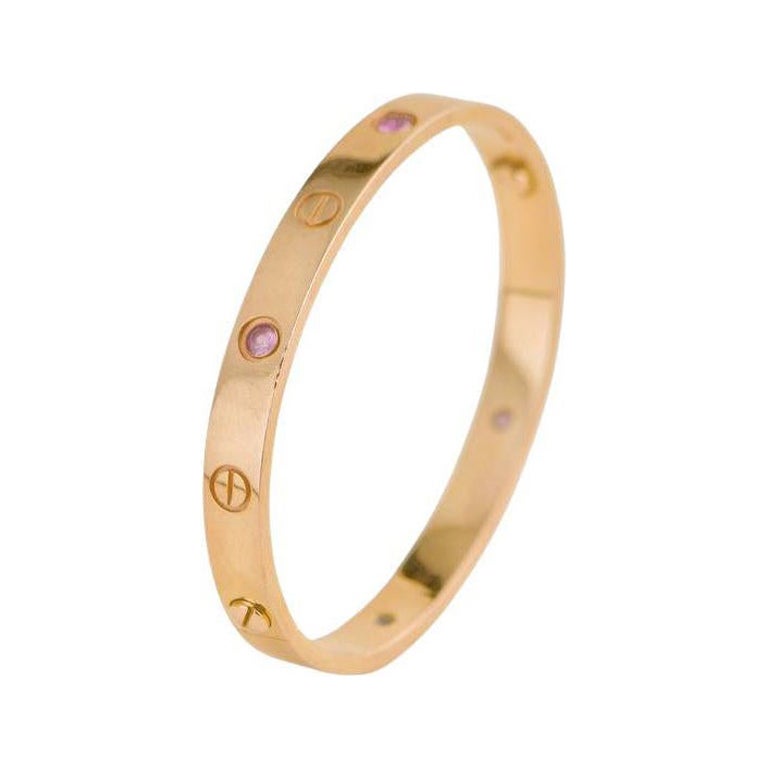 Cartier Love 4 Zafiro Rosa 18k Pulsera Oro Rosa Talla 16