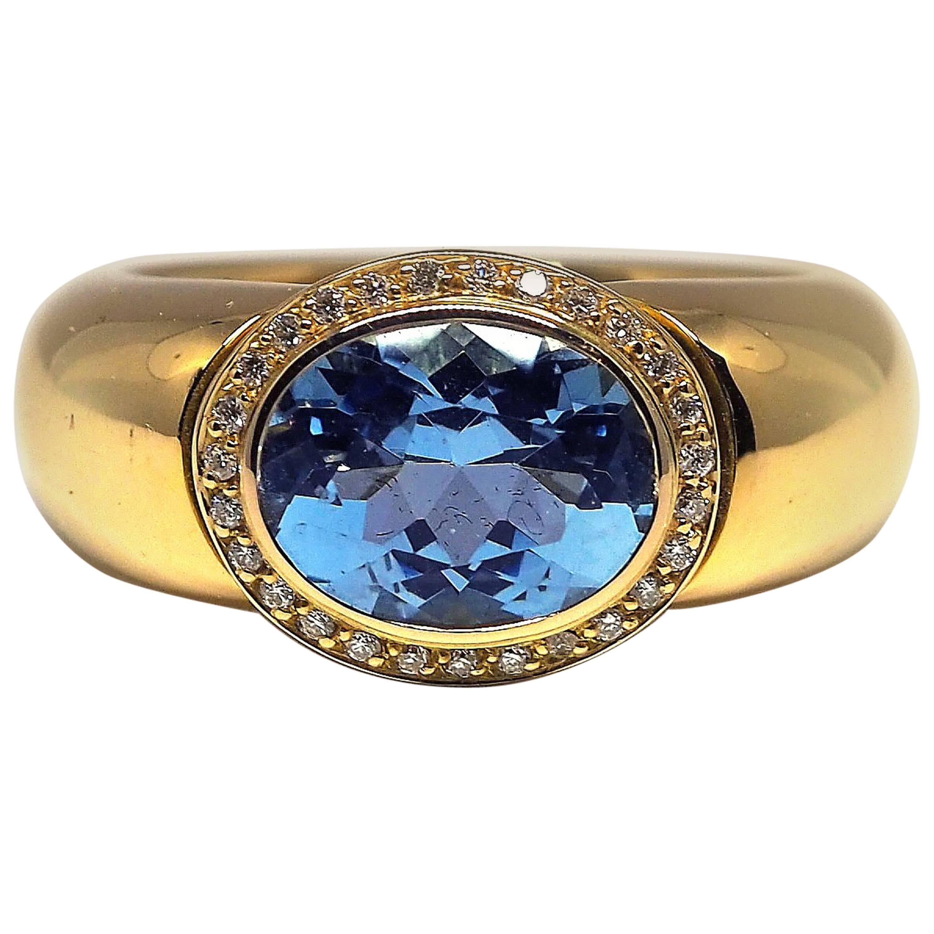 Leyser "Calypso" 18k Rose Gold Fine Aquamarine Ring For Sale