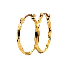 18K Yellow Gold Twist Hoop Earrings