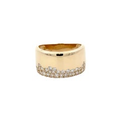 Diamond Pave Wide Band Ring 0.71 Carats 14 Karat Yellow Gold G-H SI1-SI2 6 Grams