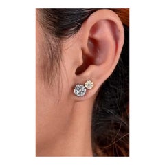 NWT $14, 000 Glittering Yellow Diamond White Diamond Stud Earrings