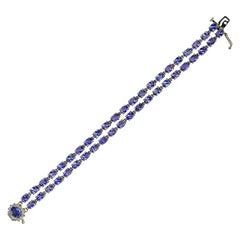 14kt White Gold Natural 22.35cttw Tanzanite  & .40cttw Diamond Bracelet, 7.25 In