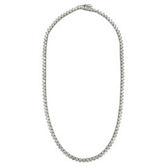 Collana Tennis con diamante bianco rotondo in oro bianco 14 carati