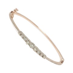 Solitär-Diamant-Manschettenarmband aus 14k massivem Gold (zertifiziert)