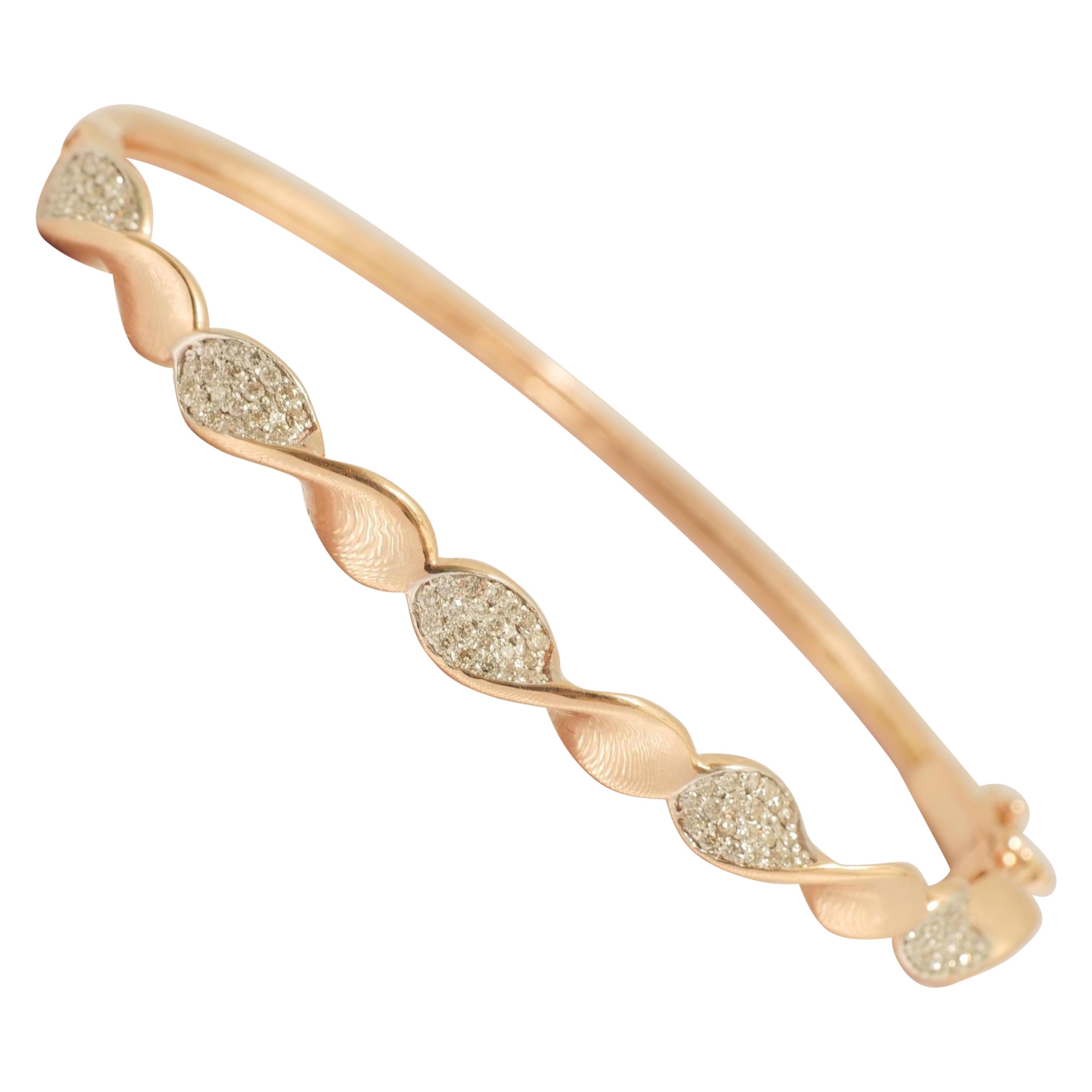 Gewelltes Diamant-Armband aus massivem 14-karätigem Gold (zertifiziert)