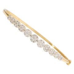 Flower Cluster Diamond Cuff Bracelet in 14k Solid Gold (Certified)