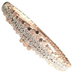 Cluster Diamond Bangle Bracelet in 14k Solid Gold (Certified)