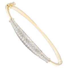 Pavé-Diamant-Barrenarmband aus massivem 14-karätigem Gold (zertifiziert)
