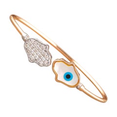 Bracciale Hamsa Evil Eye Diamond in oro massiccio 14K (certificato)