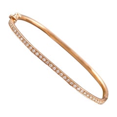 Square Diamond Bangle Bracelet in 14K Solid Gold (Certified)