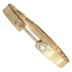 Teardrop Bridge Diamond Bangle in 14k Solid Gold (Certified)