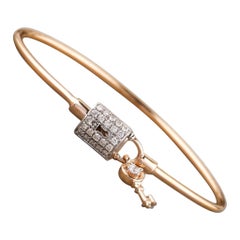 Lock & Key Diamond Bracelet in 14k Solid Gold (Certified)