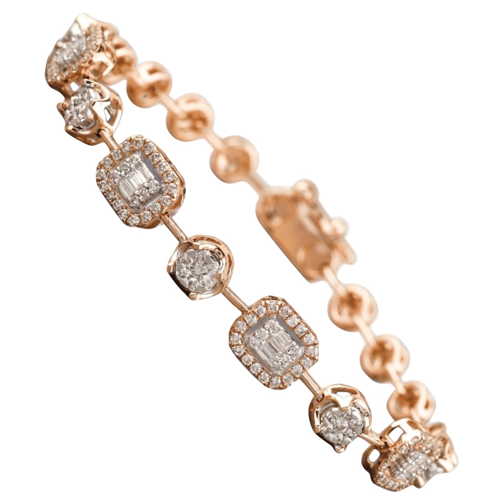 Halo Set Diamant-Tennisarmband aus 14K massivem Gold (zertifiziert)