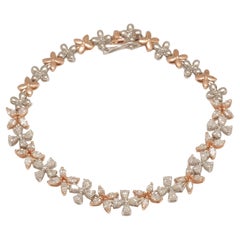 Florales A Link Diamant-Tennisarmband aus 14 Karat massivem Gold (zertifiziert)