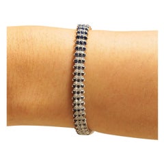 Tennisarmband mit blauem Saphir und Diamant aus massivem 14-karätigem Gold (zertifiziert)