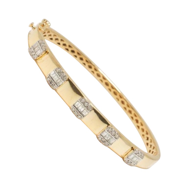 Bar Diamond Bangle Armband aus 14k massivem Gold (zertifiziert)