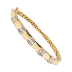 Bar Diamond Bangle Armband aus 14k massivem Gold (zertifiziert)