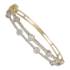 Dual Line Diamond Cuff Bracelet in 14k Solid Gold (Certified)