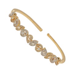 Pear & Marquise Cuff Diamond Bracelet in 14K Solid Gold (Certified)