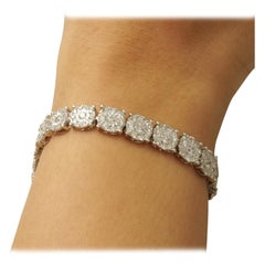 Florales Cluster-Diamant-Tennisarmband aus 14 Karat massivem Gold (zertifiziert)
