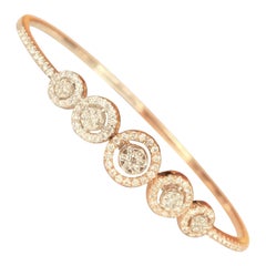 Halo Circle Diamond Bracelet in 14k Solid Gold (Certified)