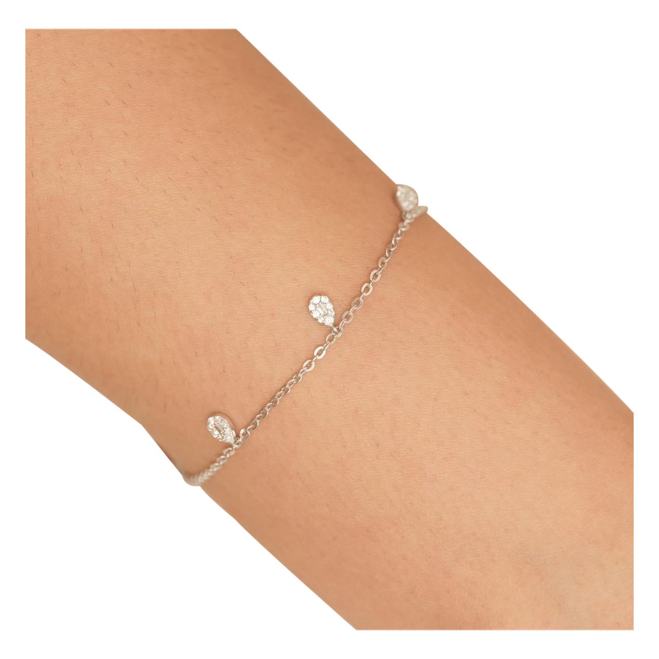Charm Diamond Chain Bracelet in 14K Solid Gold (Certified) For Sale