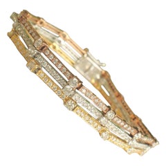 Trinity Diamant-Tennisarmband aus massivem 14K Gold (zertifiziert)