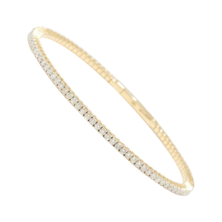 Single Row Diamond Bracelet in 14K Solid Gold (Certified)